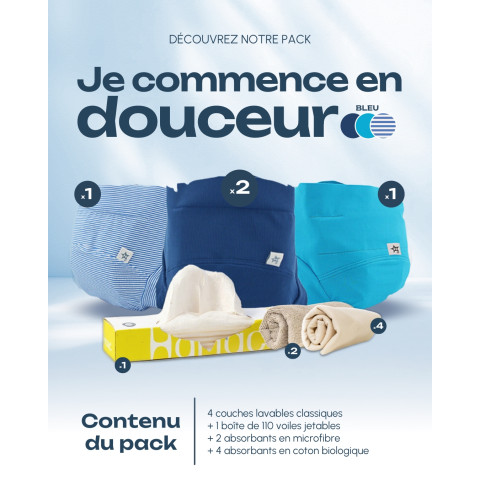 Pack "je commence en douceur" - Tons bleus (Nautilus, Petit Nicolas, Recif)