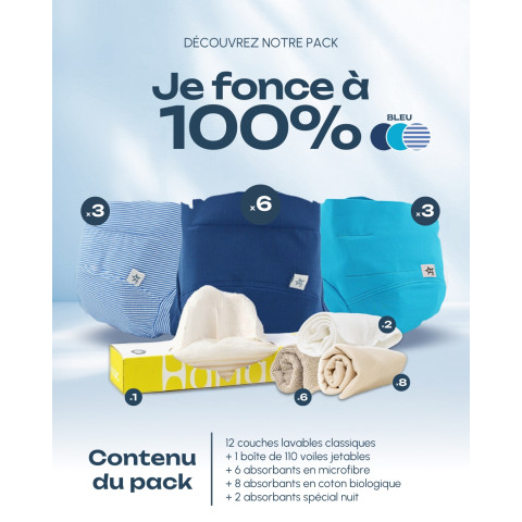 Pack "je fonce à 100% !" - Tons bleus (Nautilus, Petit Nicolas, Recif)
